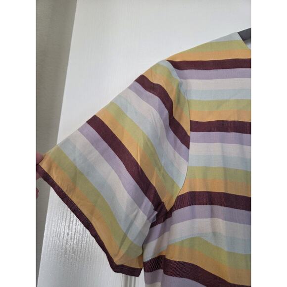 Madewell Striped Grungy Rainbow Pastel Viscose Babydoll Mini Dress, Size 4 - Picture 4 of 12